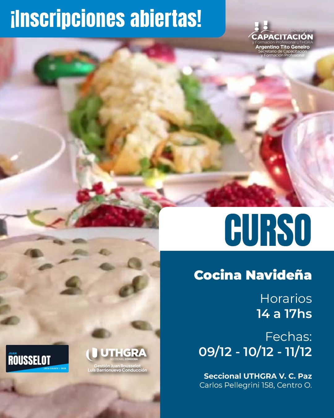Nuevo Curso de Cocina Navideña en Seccional UTHGRA Córdoba.